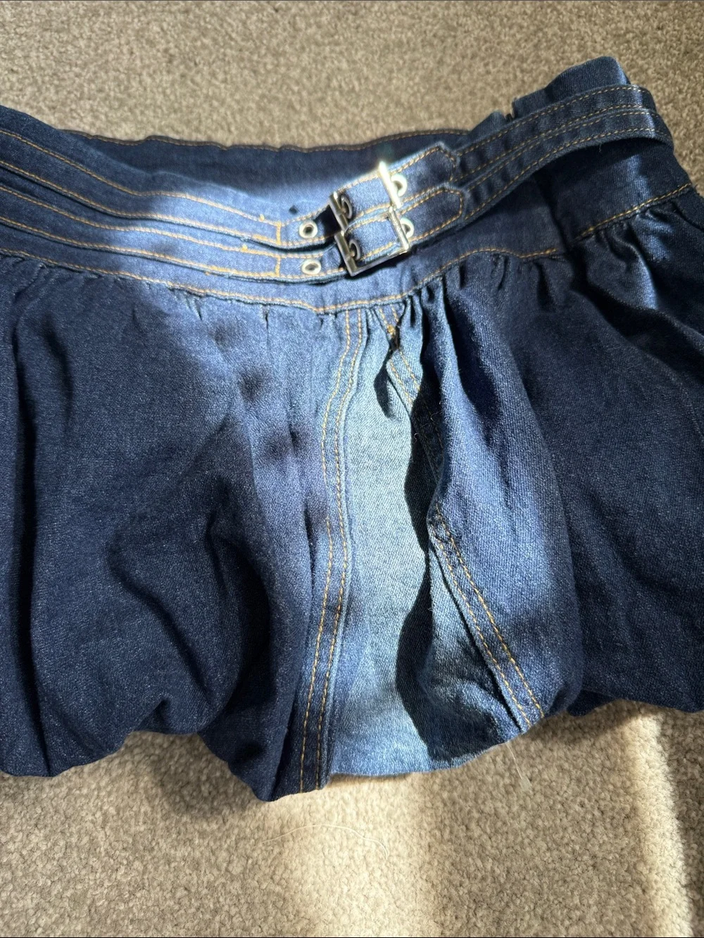 Edikted Dark Blue Denim Mini Skirt with Buckle Waist - Picture 2 of 3